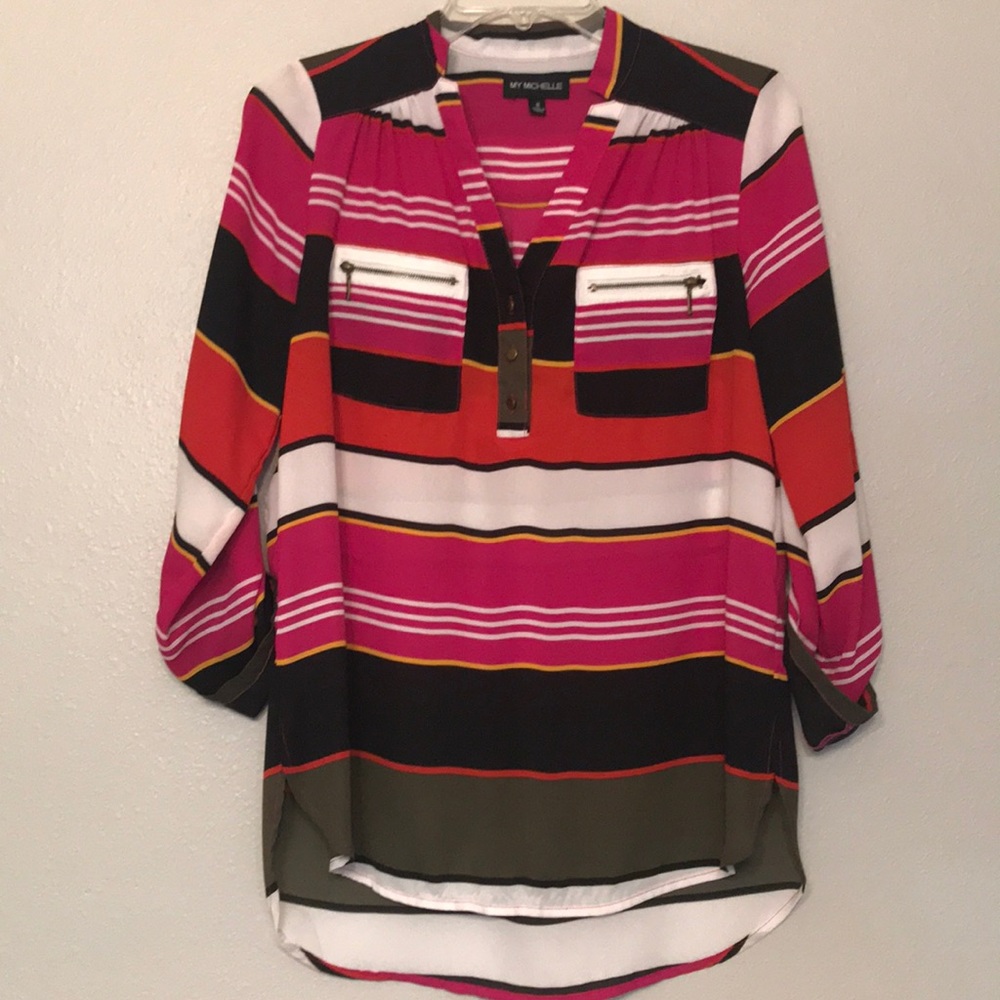 My Michelle: Multi•Colored Button Down Blouse